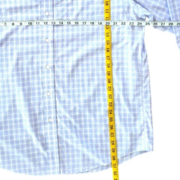 Jos A Bank Traveler Traditional Blue  Plaid Long Sleeve Button Up Dress Shirt - Picture 6 of 8